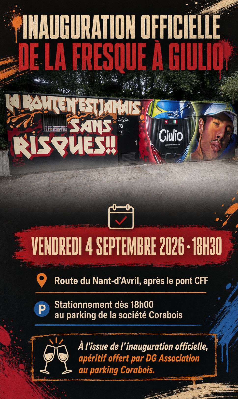 Inauguration de la fresque en hommage à Giulio — Inauguration officielle · 4 septembre 2026